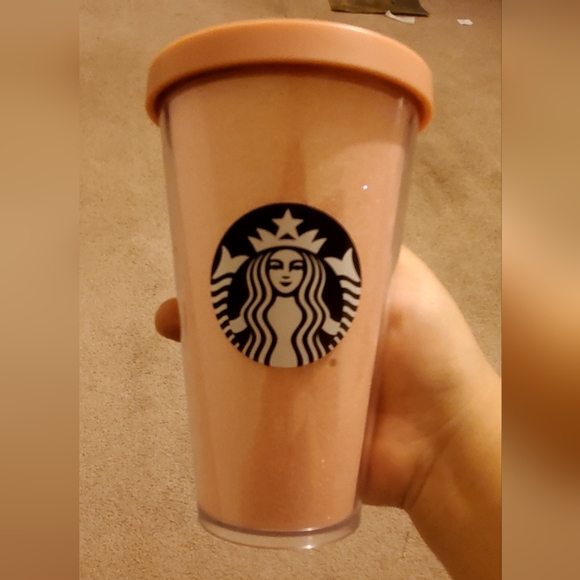Starbucks 16 oz Light Pink Glitter Cold Beverage Tumbler.  Excellent Condition - Picture 1 of 4